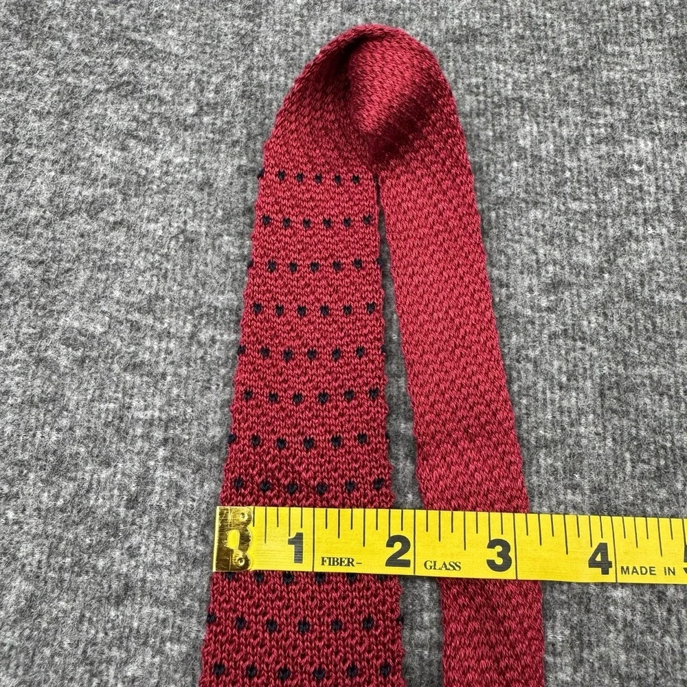Tie Necktie Knit Square End Cotton Red Blue Dot Sock Tie 2